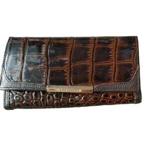 Cavalieri Women's Wallet Italian Leather Checkbook Brown